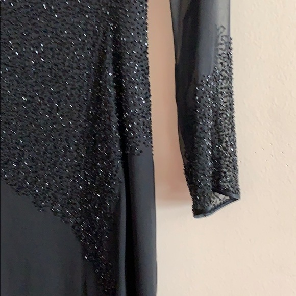 Long sleeve beaded prom dress - Picture 3 of 8